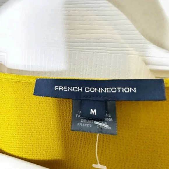 FRENCH CONNECTION Size 8 Alessia Satin Citron Wrap Top Short Sleeve - Picture 3 of 6